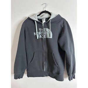 The North Face Hoodie Mens M Gray Full Zip Logo Sweatshirt Fleece Hooded